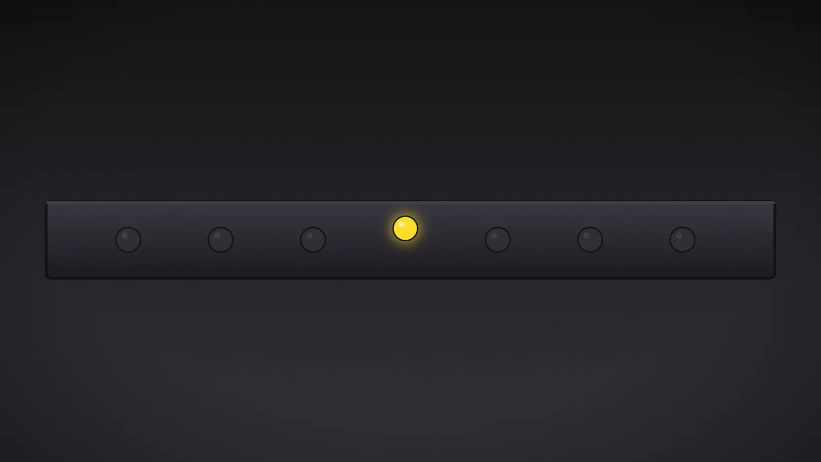 A row of identical rivets on a steel beam, one rivet sitting slightly out of line and tinted with a single amber-yellow accent.