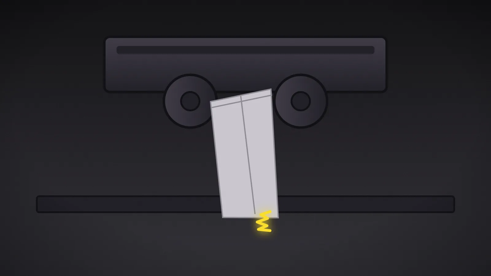 A single white sheet of paper half-fed and jammed in the feed rollers of a laser printer.